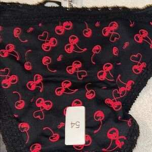Victoria's Secret Black and Red Cherry Panties